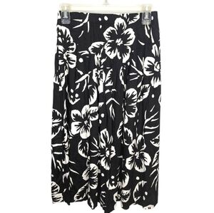 California Krush Midi Hawaiian Floral Tropical Skirt elastic waist womans small